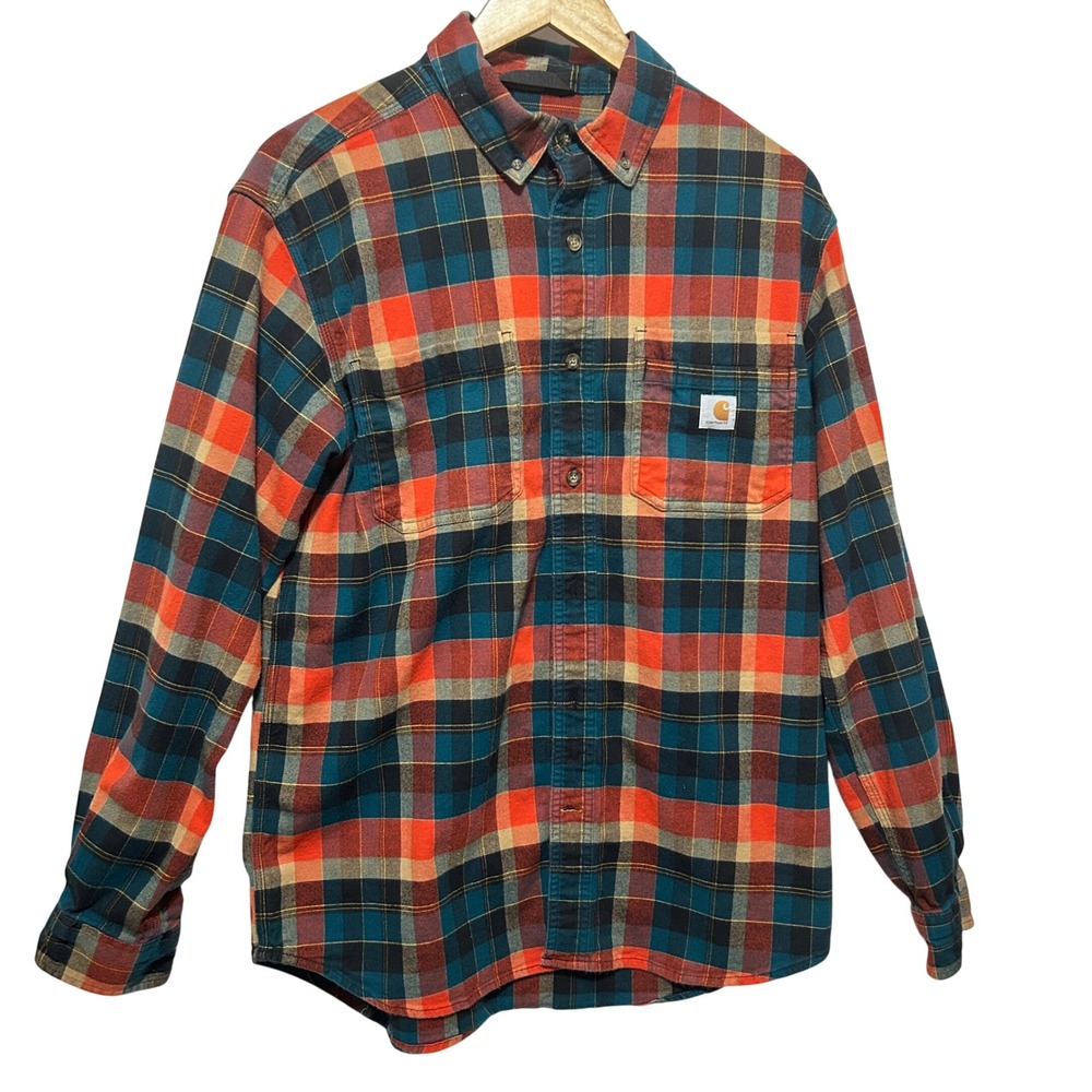 Carhartt Men Flannel Shirt M Plaid Button Down Workwear Outdoor Heritage Utility